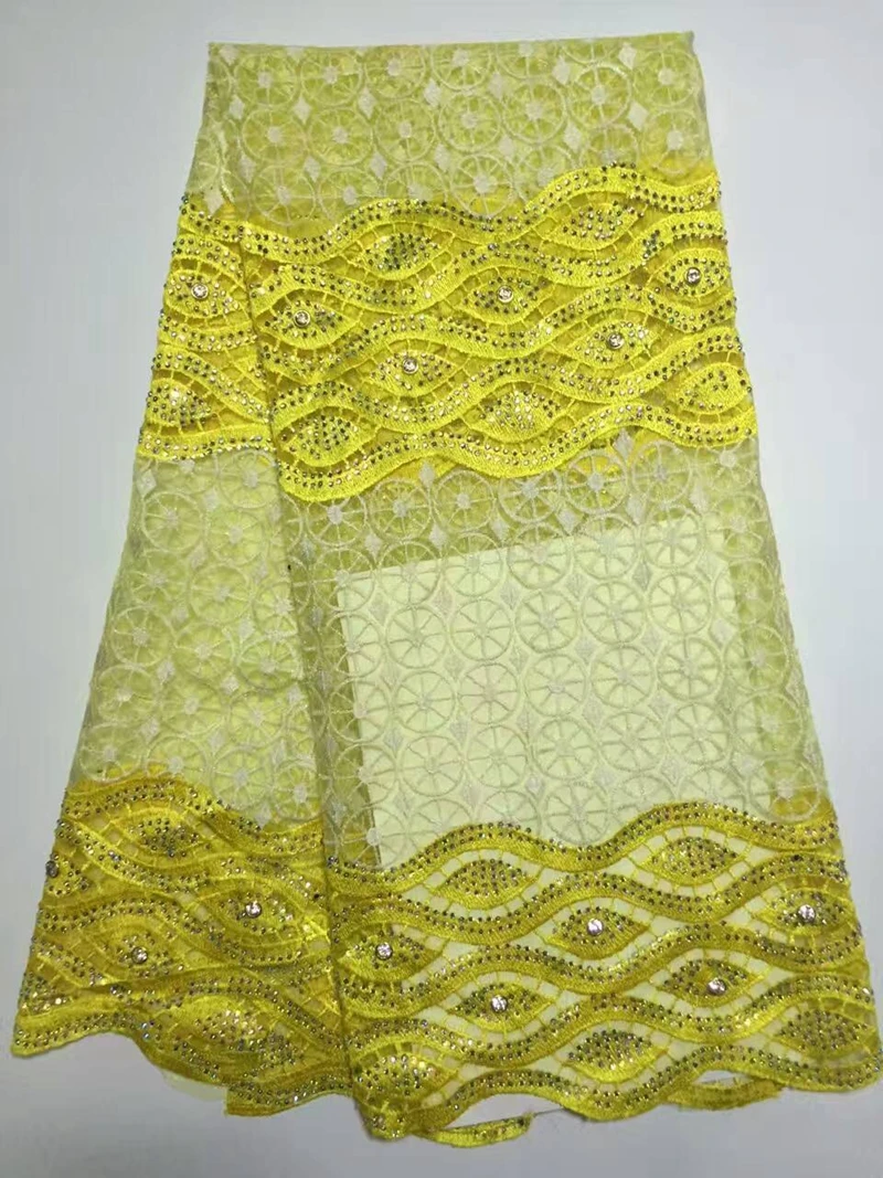 African guipure lace fabric material Nigerian Champagne with gold color French net tulle stones for sewing party dress | Дом и сад