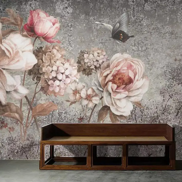 

Custom Mural Wallpaper European Style Vintage Oil Painting Flower Floral Fresco Living Room Bedroom Wall Decor Photo Wall paper