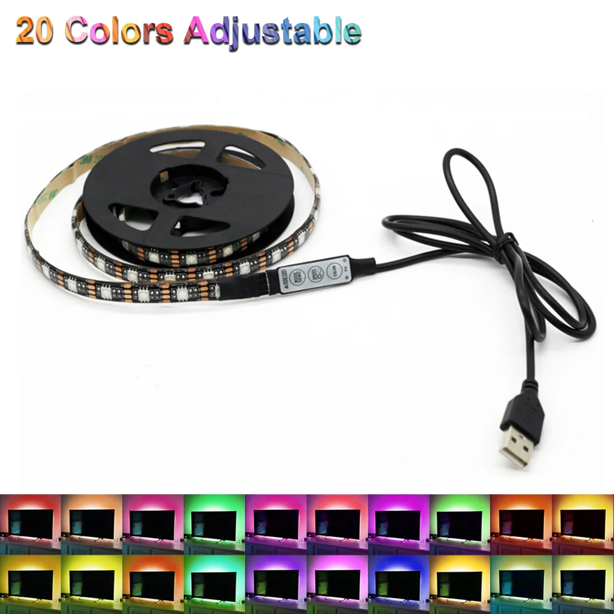 Гибкая светодиодная лента SMD5050 с питанием от USB 5 в постоянного тока 50 см 1 м 2