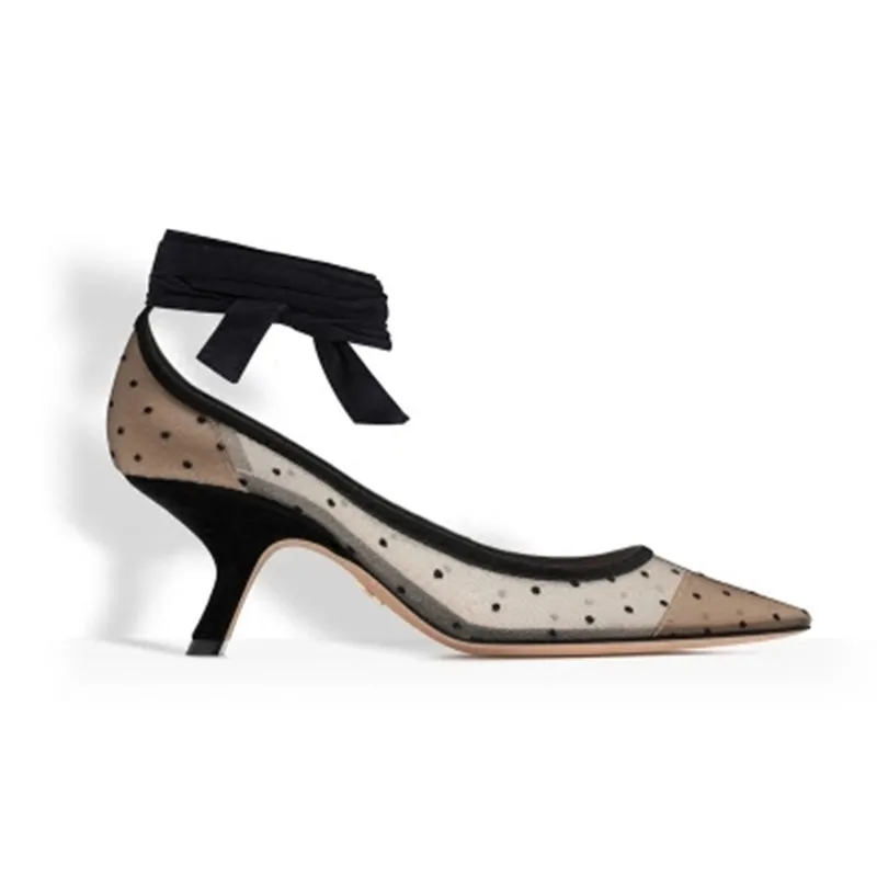 Новые женские туфли лодочки Riband слипоны вечеринки острый носок из сетчатого