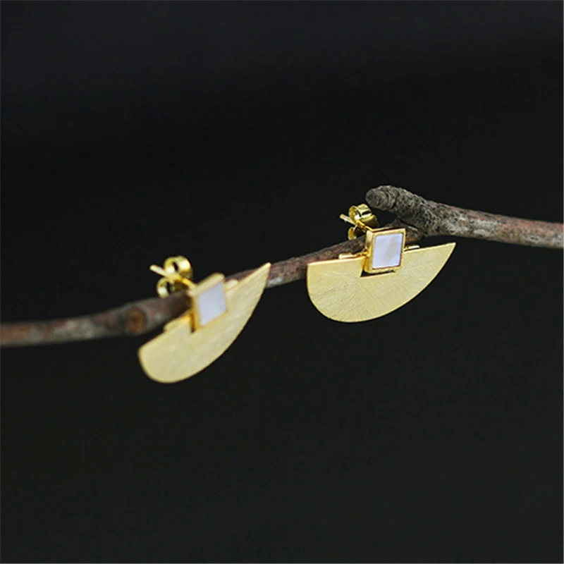 Lotus Fun Real 925 Sterling Silver Natural Stone Handmade Fine Jewelry Vintage Luxury and Simple Stud Earrings for Women Brincos | Украшения