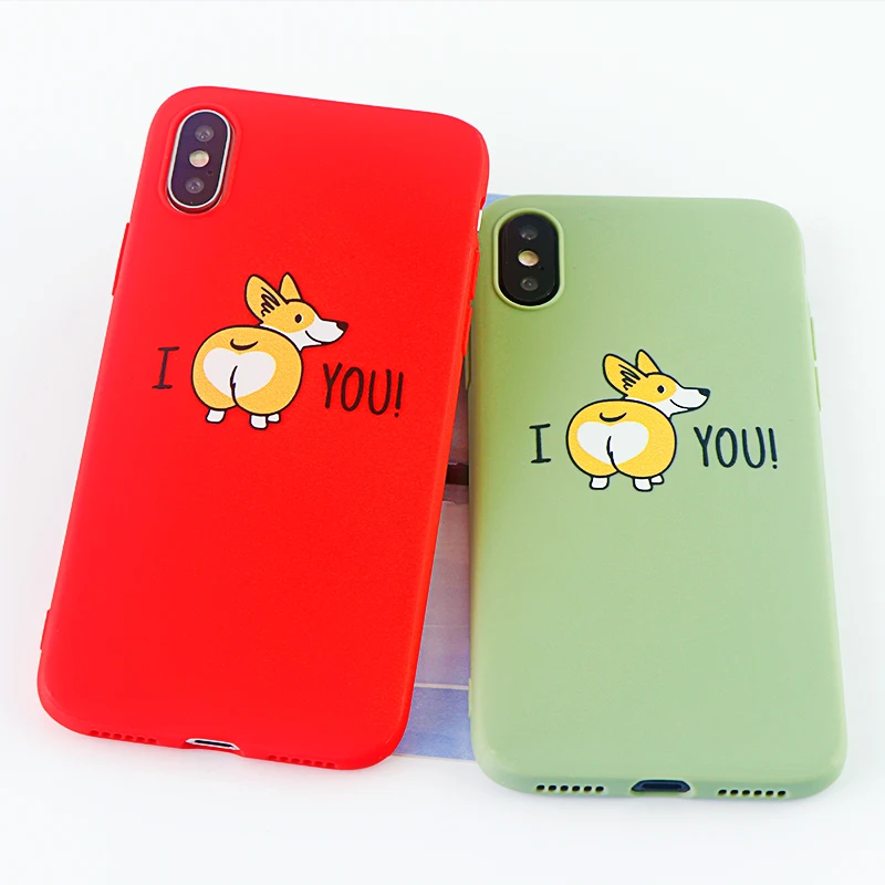 Модные телефонные Шкафы для IPhone X XS MAX XR 8 7 6 S Plus плотный Чехол I Love Corgi Мягкие