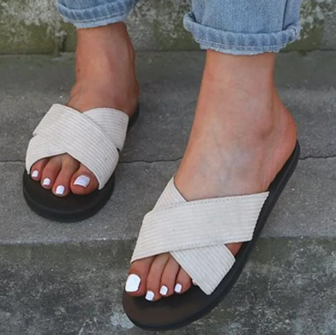 Для женщин тапочки сезон лето с открытым носком поперечным Ремешком для отдыха