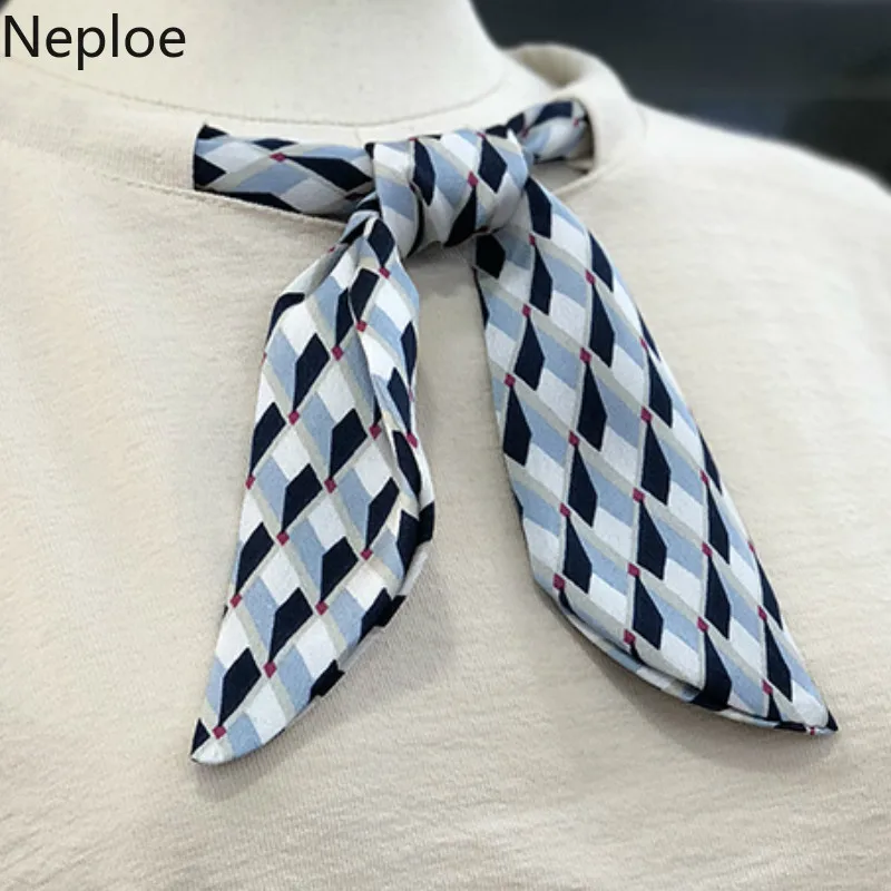 Neploe Solid Women Tops Summer 2019 New Scarf O-Neck Short Sleeve Tees Korean Fashion Cotton Ladies T Shirts 43734 | Женская одежда