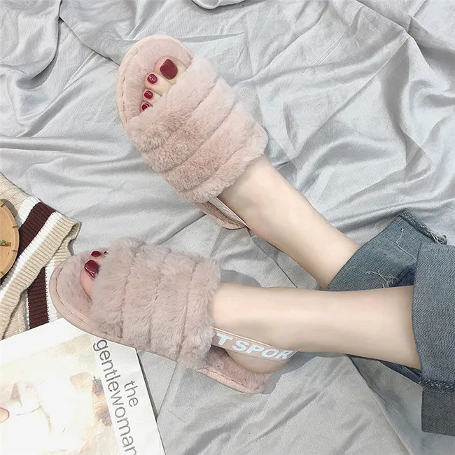 pink COOTELILI/женские домашние тапочки; зимняя теплая обувь; женские слипоны на плоской подошве; женские шлепанцы с искусственным мехом; женская обувь; ; размеры 36-41 - Цвет: pink