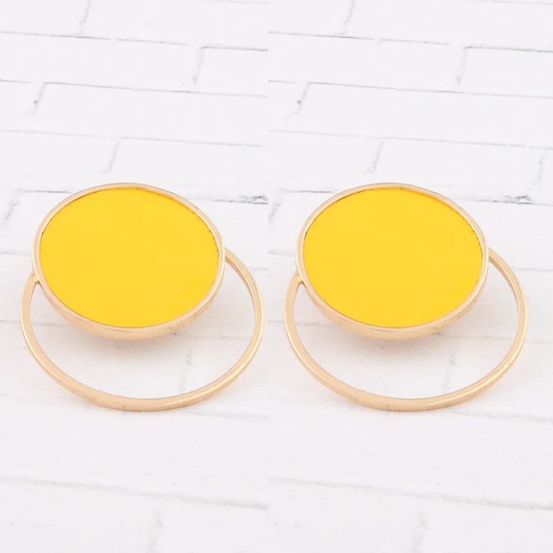 Bright yellow NeeFu WoFu камуфляжные кожаные серьги круглые Висячие большие серьги для женщин большие длинные Brinco ухо Oorbellen Рождество - Окраска металла: Bright yellow