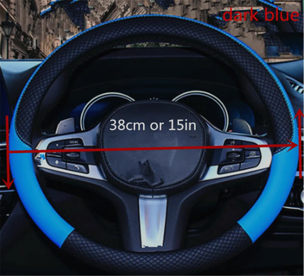 Premium car steering wheel cover 38 cm or 15 inch leather PU for Jeep Renegade Cherokee Wrangler Compass Patriot | Автомобили и