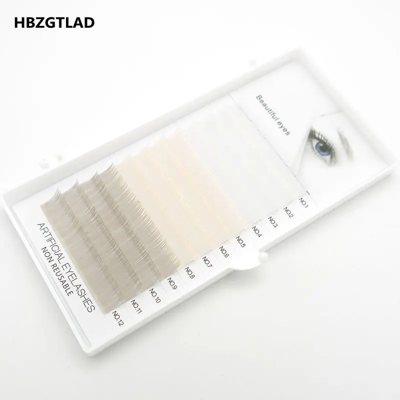 Ресницы HBZGTLAD накладные C/D индивидуальные белые + бежевые серые цветные 0 07-0 1 мм 8-15