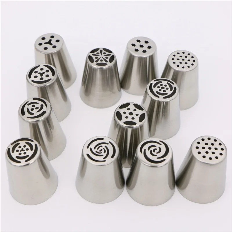 12 шт. кондитерский мешок для крема из нержавеющей стали Набор насадок торта кекса