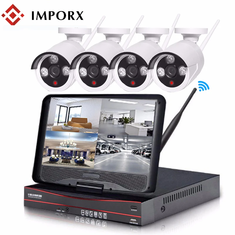 IMPORX 4CH 960P VideCam Беспроводной NVR комплект с 10 &quotЖК P2P IR CUT открытый Wifi IP CCTV камеры HD 1.0MP