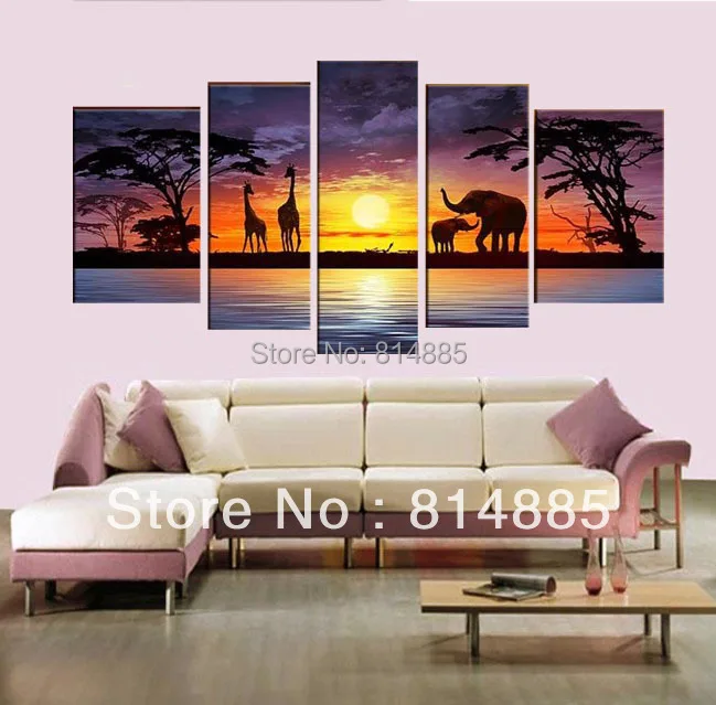 Картина Африканское впечатление 100% современный пейзаж ручной работы холст