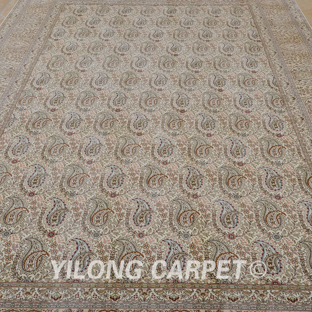 Yilong 6 5 'x 10' Античный коврик ручной работы персидский Тебриз темно-синий