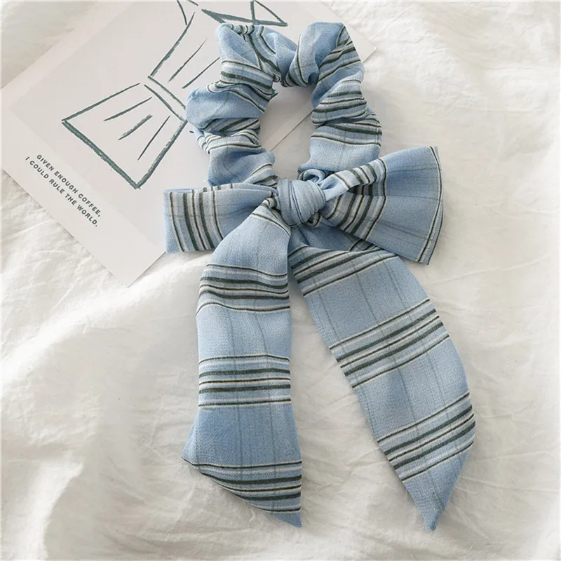 light blue Ruoshui Женская лента в горошек резинки для волос для девочек конский хвост держатели женские резинки для волос бабочки резинки аксессуары для волос Головные уборы эластичная резинка для волос - Цвет: light blue