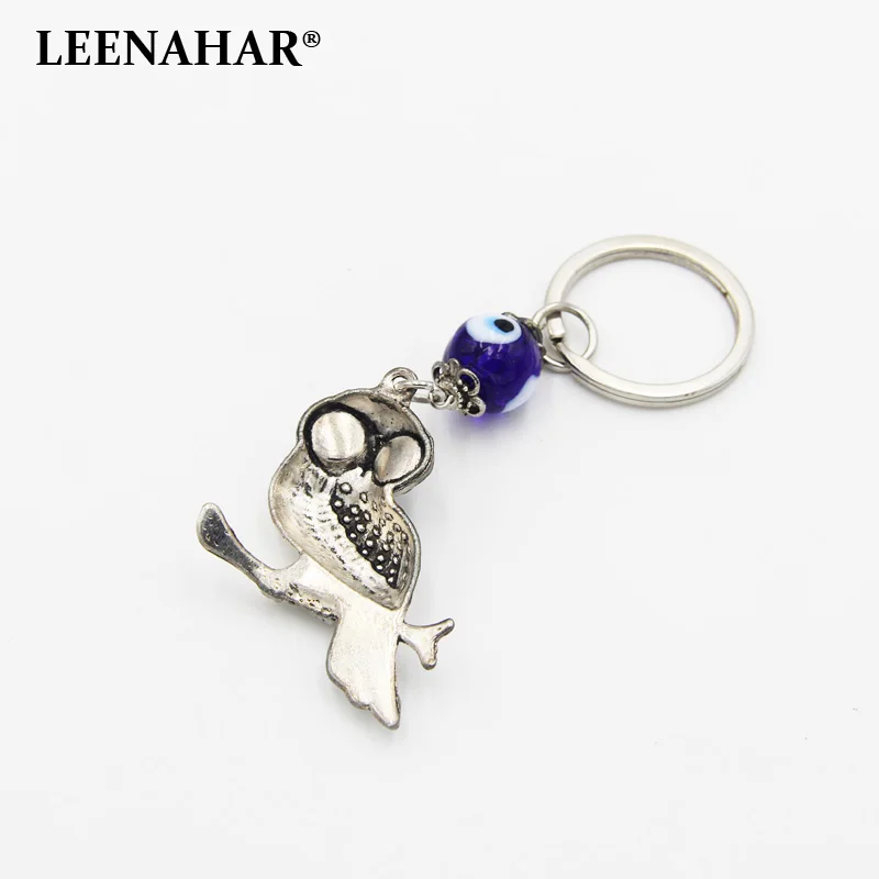 LEENAHAR-синий брелок со сглаза и совой античное серебро ночное кольцо с защита от