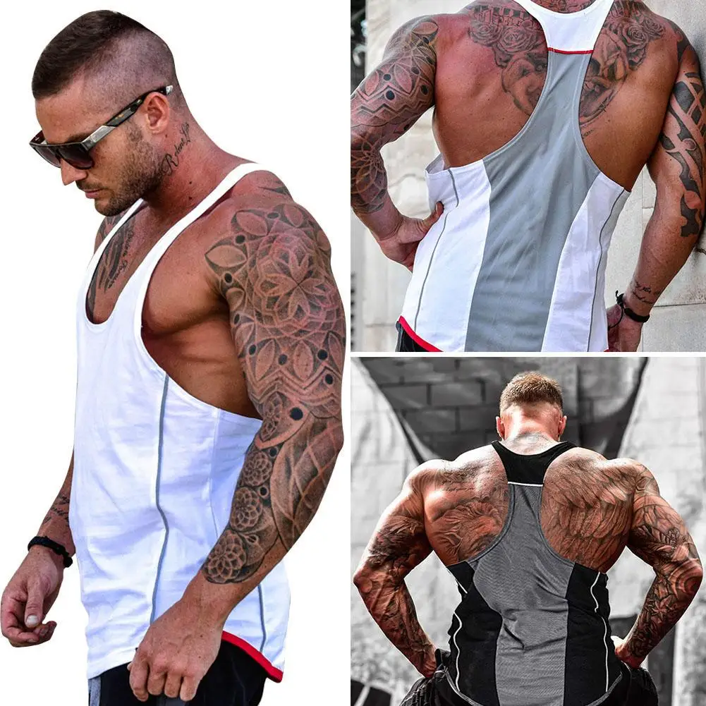 Спортивный жилет топ майка рубашка без рукавов мужские майки с Y образной спинкой
