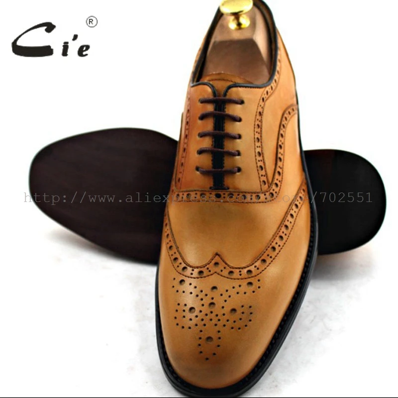 CIE круглый носок wingtips броги эксклюзивная ручной работы bespoke полная зернистая