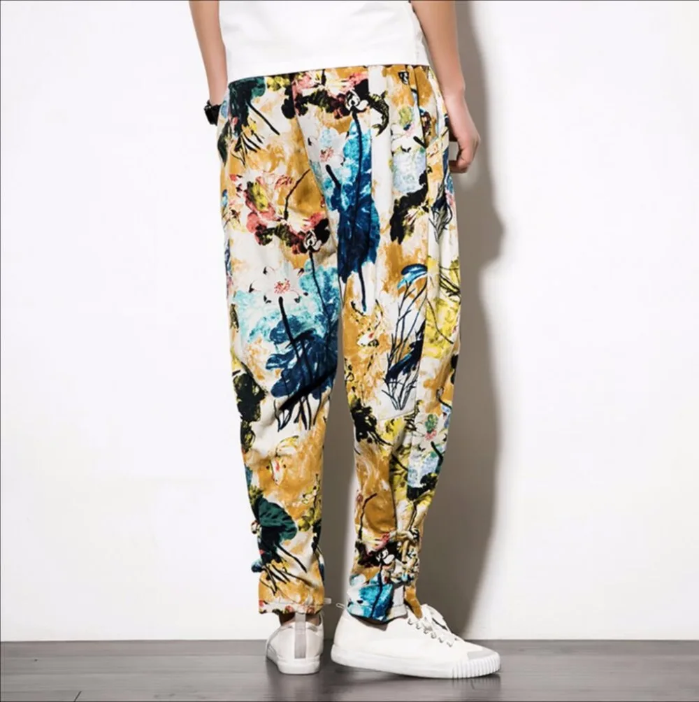 M 5xl 2021 Новинка весны и лета мужские льняные брюки с широкими штанинами Свободные