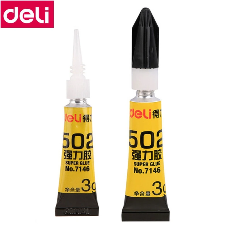 

1PCS Deli 7146 3g Bottle Super Glue 502 Fast Dry Glue Strong Glue Suitable Wood Plastic Metal Rubber Eramics Materials
