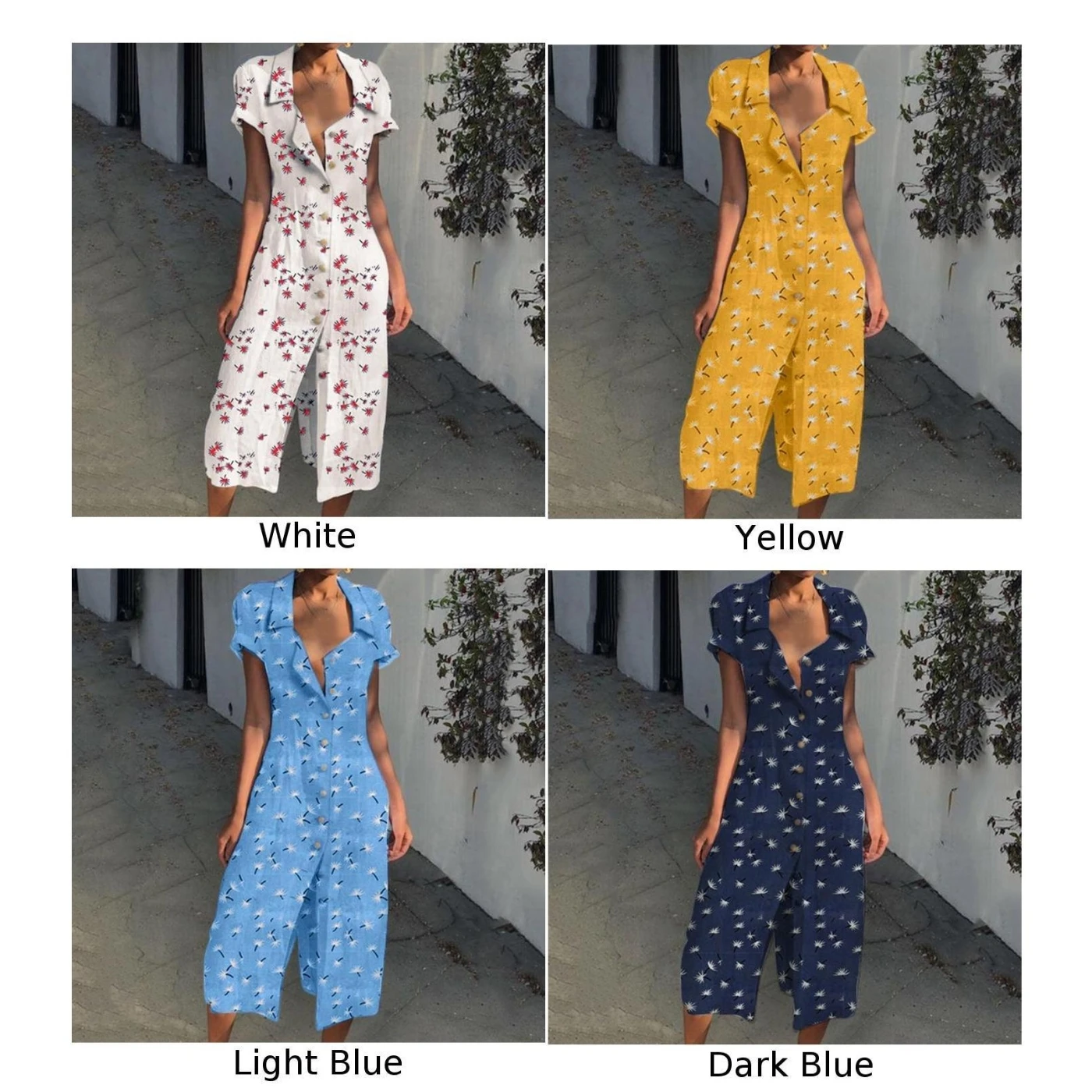 Летний комбинезон с принтом в стиле бохо Свободный коротким рукавом и v образным