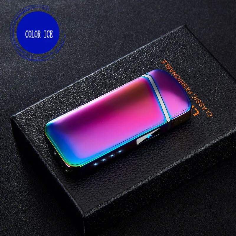 Отпечаток пальца сенсорная электрическая зажигалка с гнездом USB двойная дуга