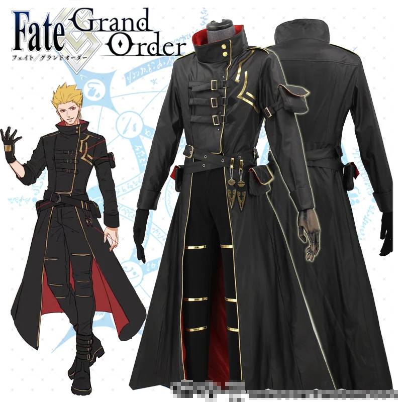 

Аниме! Fate Grand Order FGO Gilgamesh Блестящий церемониальный Готический плащ униформа Косплей Костюм Хэллоуин Бесплатная доставка