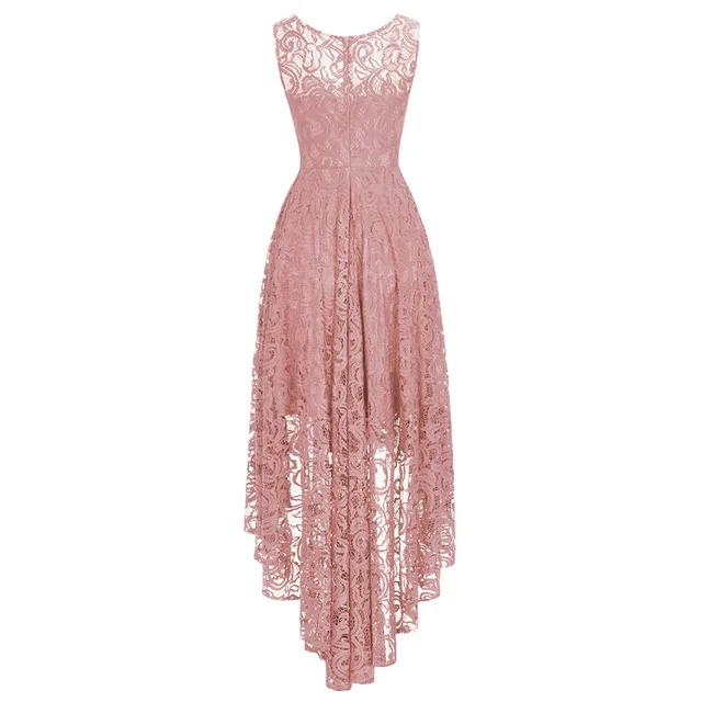 Pink Бордовый розовый темно-синее кружево Короткое Платье Для подружки невесты без рукавов свадебные вечерние платья - Цвет: Pink