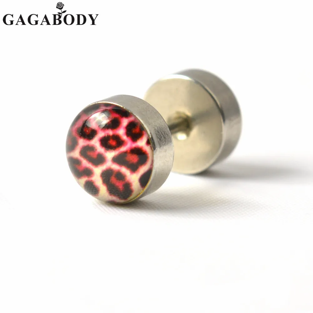 Рождество 2 шт. Нержавеющая сталь акриловые Леопардовый штангой уха Вилки