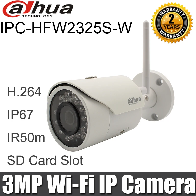 Dahua 3MP wifi IP камера IPC HFW2325S W Водонепроницаемая 50 м ir SD слот для карты Беспроводная