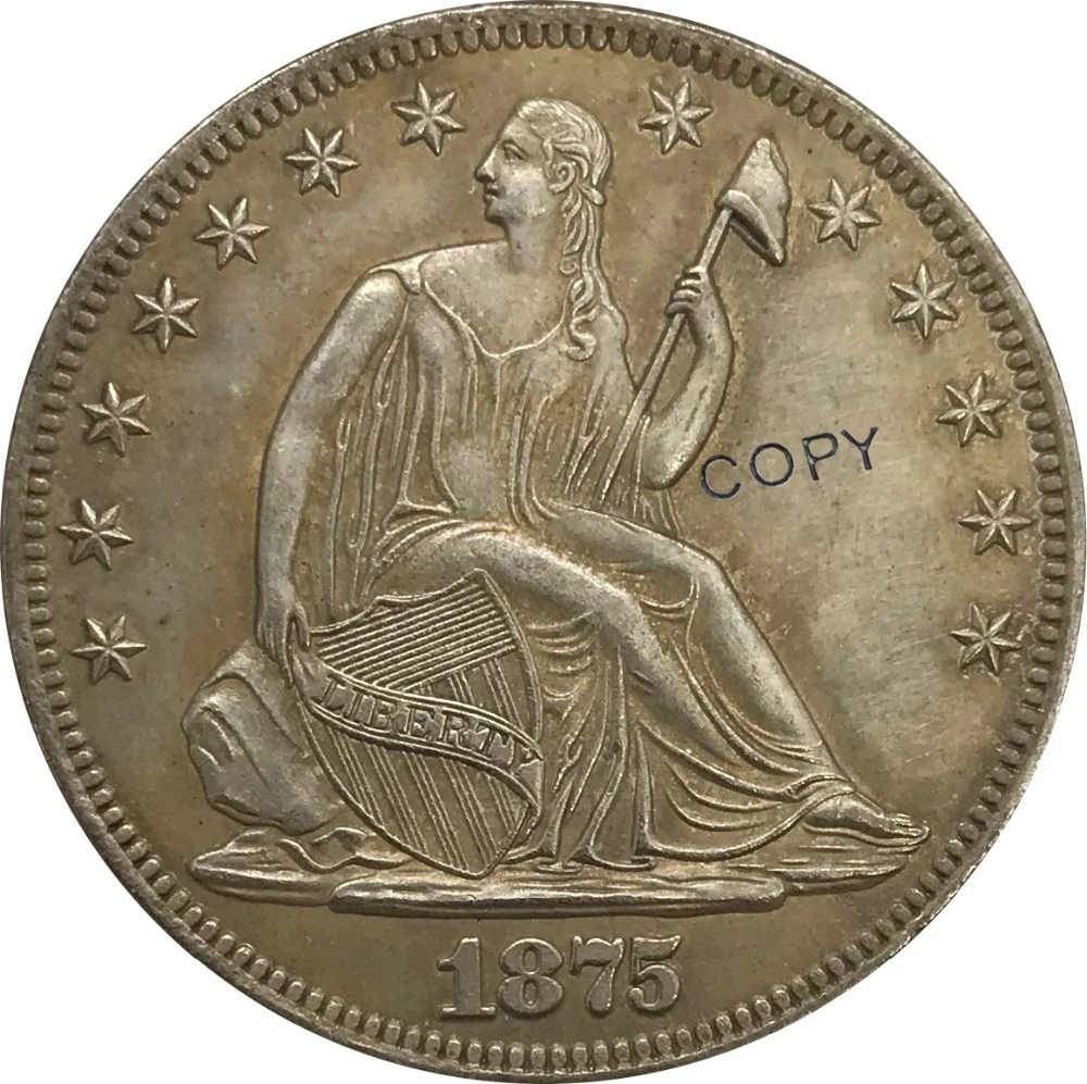 

1875 United States Half Dollar Cupronickel Plated Silver Copy Coin