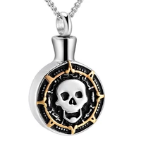 skull head memorial jewelry ashes keepsake pendant for human ash holder charm stainless steel cremation urn necklace