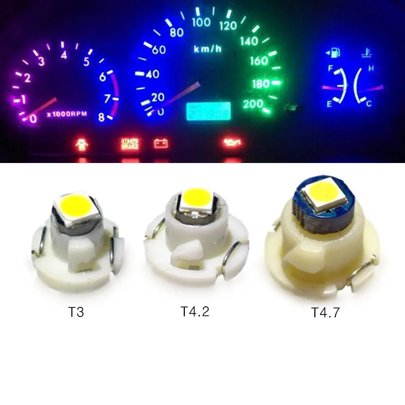 10x T3 T4.2  LED 3030 SMD Car Cluster Gauges Dashboard White Ice Blue Red Pink Green Red Instruments Panel Light Neo Wedge Bulbs