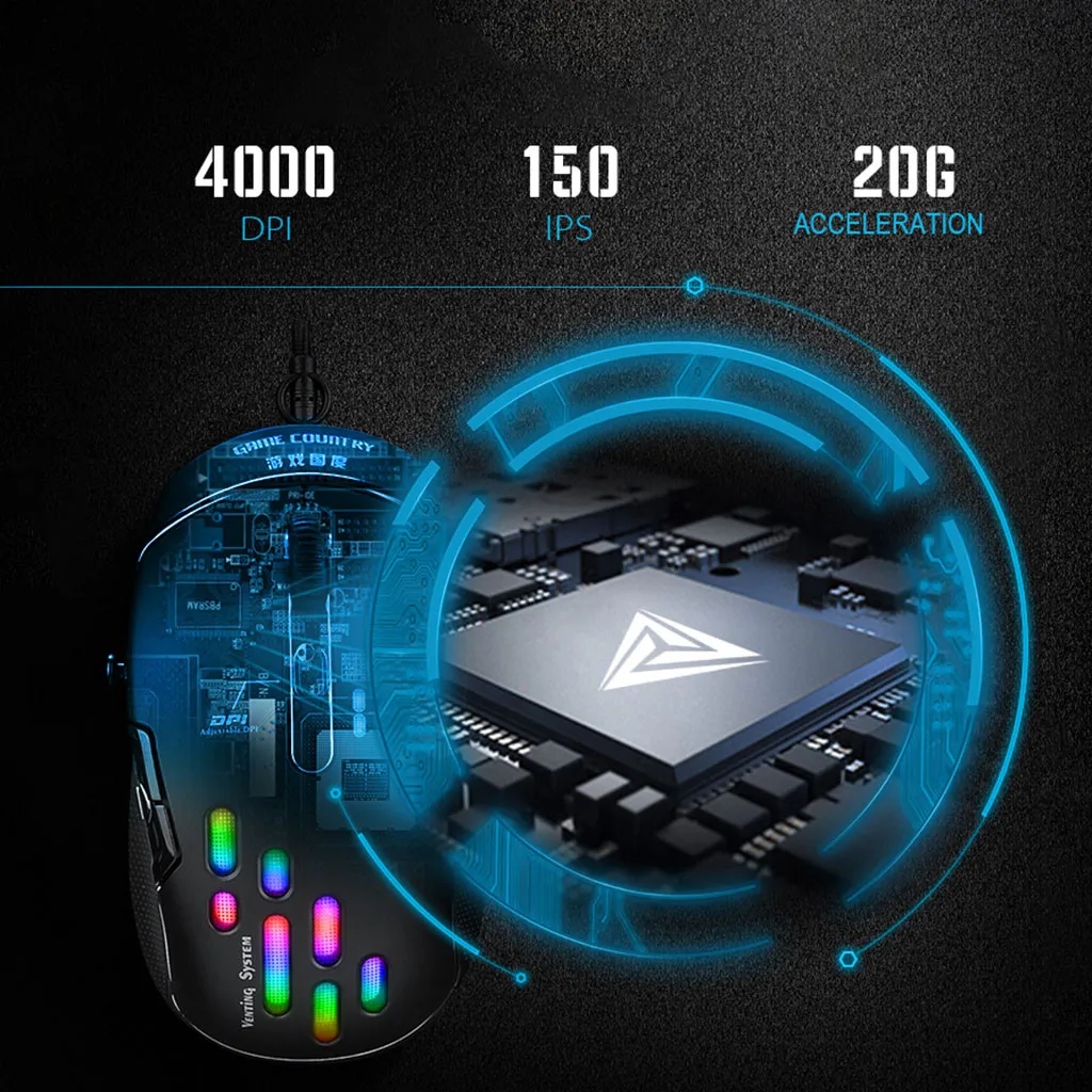 Проводная игровая мышь 5D джойстик 4000DPI 7 кнопок эргономичная USB компьютерная