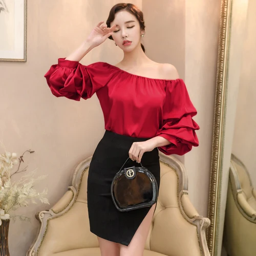 Женская одежда 2019 новая Корейская версия красные пикантные топы модная блузка с