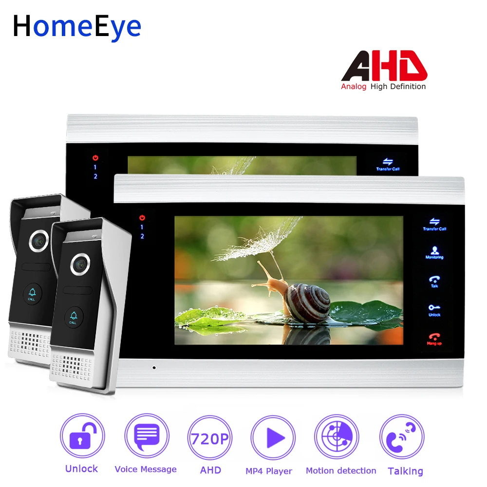 Видеодомофон HomeEye 720P AHD с широким углом обзора и функцией обнаружения движения |