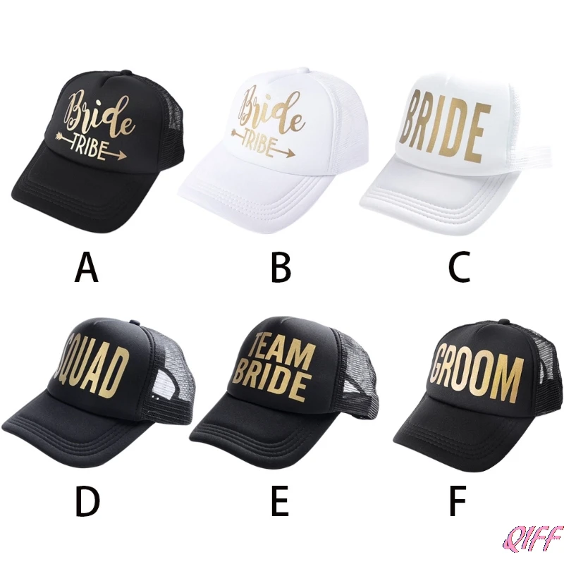 

Drop&Wholesale Bride Tribe Snapback Trucker Mesh Hat Gold Letters Arrow Wedding Baseball Cap APR28