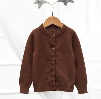 Dark brown В году, Осенний утолщенный кардиган хлопок, чистый цвет, модный вязаный кардиган ручной работы, пальто милые, милые девочки - Цвет: Dark brown