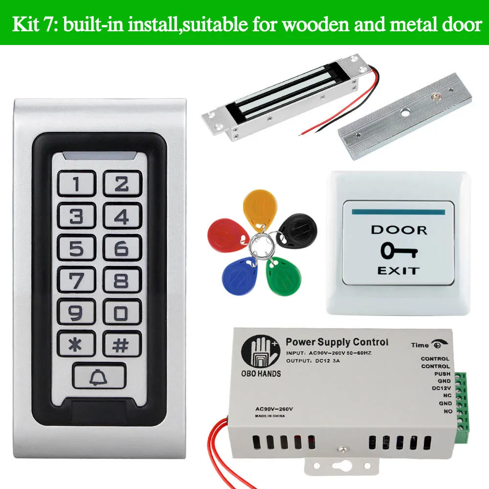 kit7 OBO HANDS Rfid система контроля допуска к двери комплект с электронным управлением дверной замок Водонепроницаемая клавиатура wiegand 26 ворот - Цвет: kit7