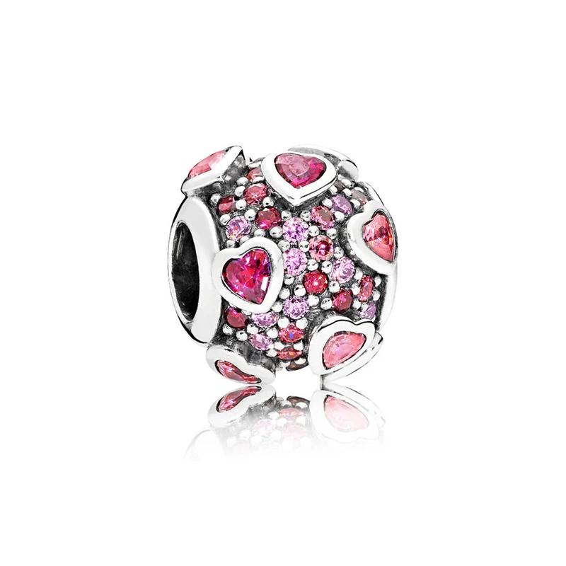 Браслет Pandora из серебра 925 пробы с бусинами в форме сердца оригинальный