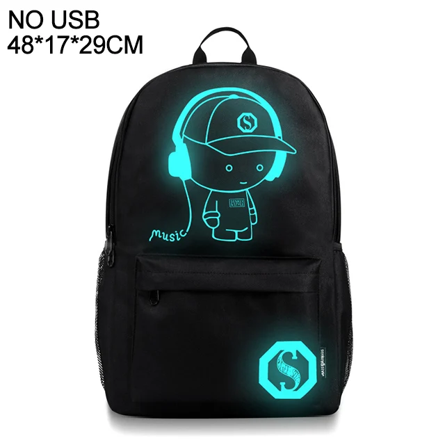 Модные рюкзаки для студентов, светящиеся анимационные школьные сумки для мальчиков и девочек-подростков, USB зарядка для компьютера, противоугонная сумка для ноутбука - Цвет: Music boy no usb-L