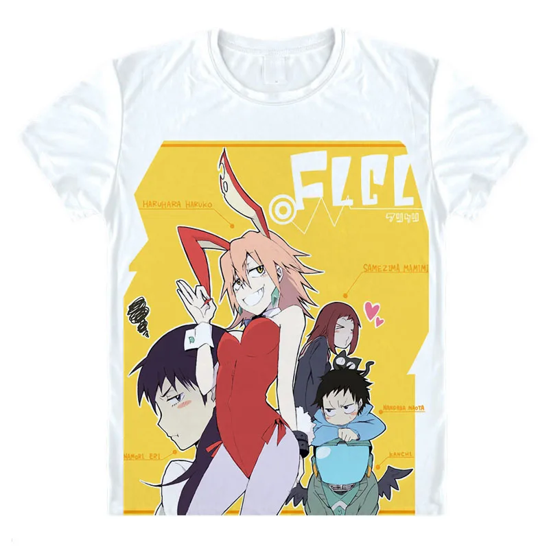 Аниме Fooly овевает футболка FLCL Наота Mamimi мультфильм короткий рукав футболка уникальный дизайн прекрасный влюбленных Одежда