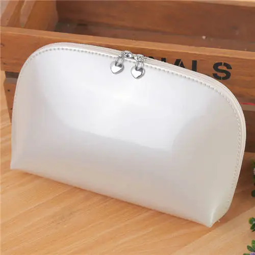 white Фиолетовая 1 шт., женская косметичка в виде ракушки, лакированная кожа, на молнии, косметичка, женский косметический чехол для путешествий, kosmetyczka, Прямая поставка - Цвет: white