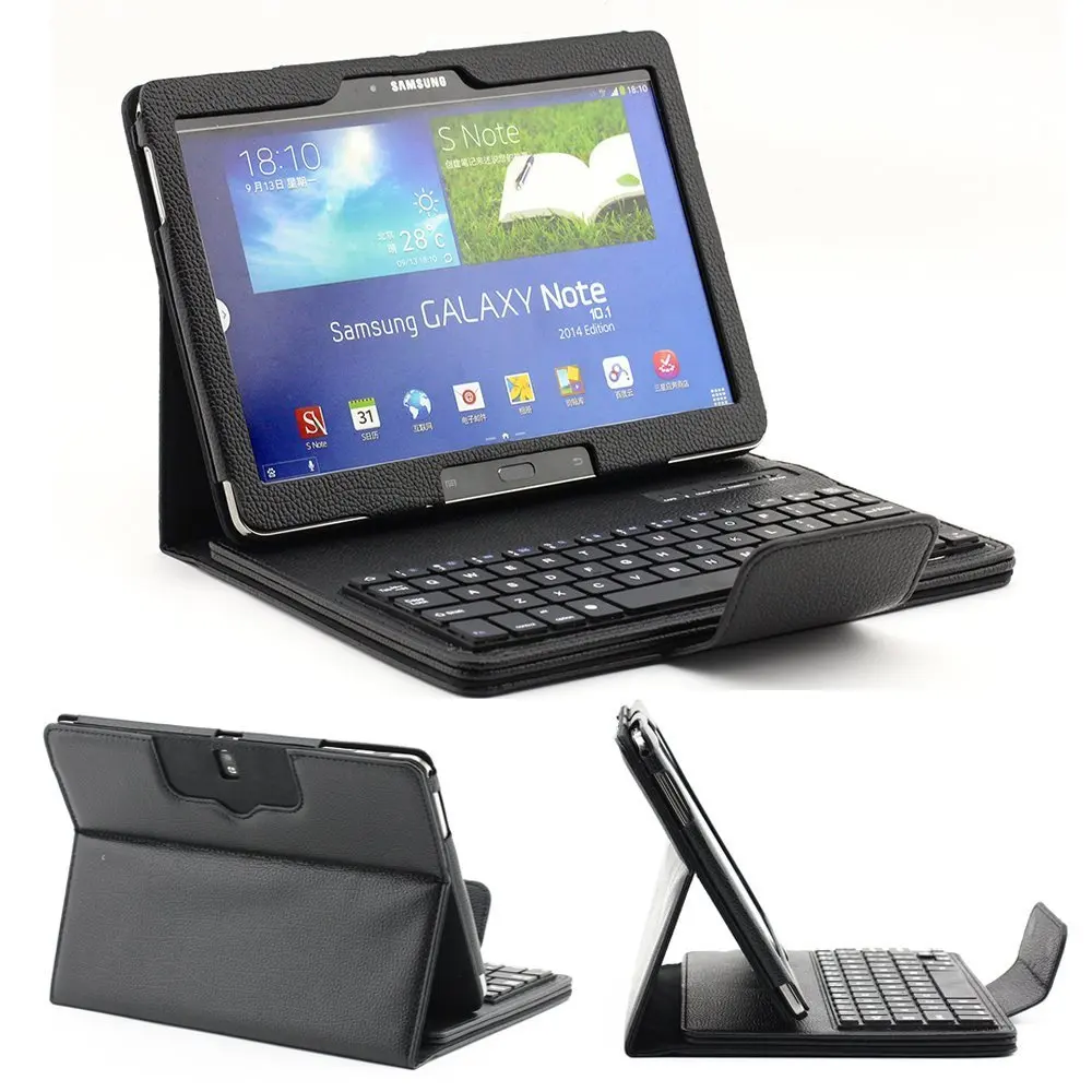 Bluetooth клавиатура + PU кожаный защитный умный чехол для Samsung Galaxy Note 10 1 2014 Edition P600 P601 P605