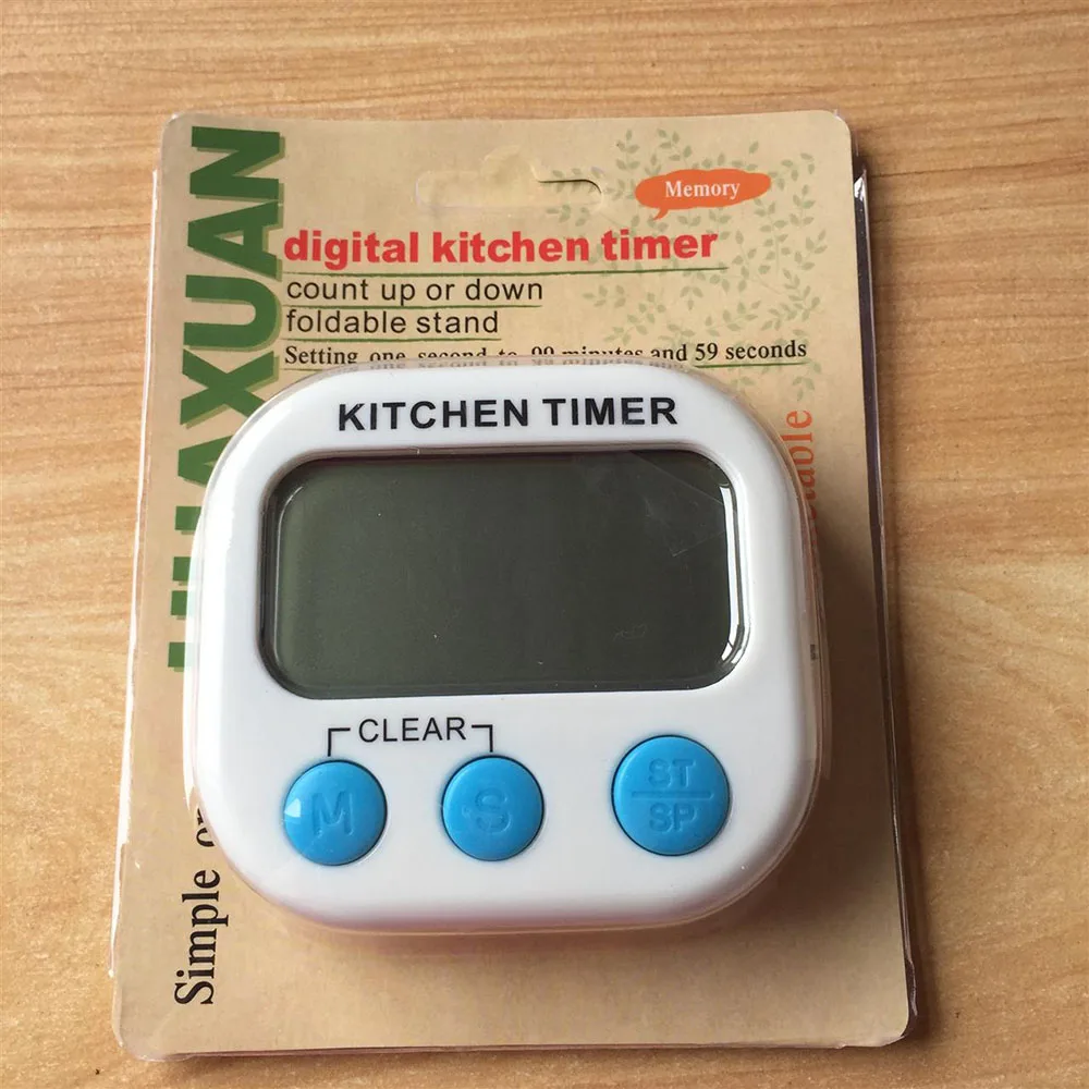 Цифровой кухонный таймер большой белый ЖК дисплей с магнитной подставкой и