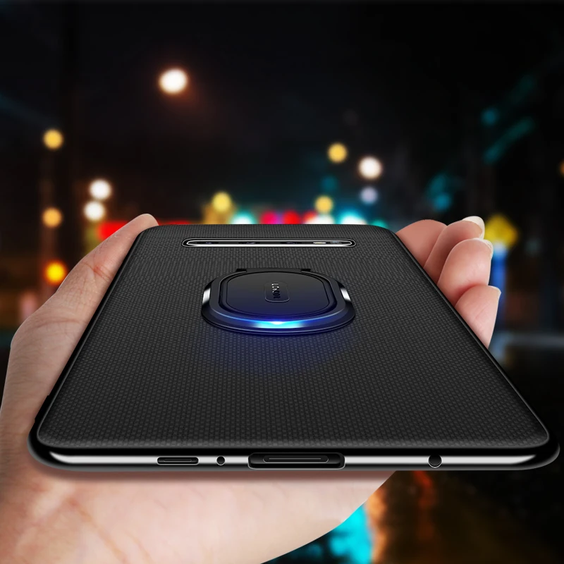 Чехол для Samsung Galaxy S10e мягкая искусственная кожа подставка с магнитным кольцом