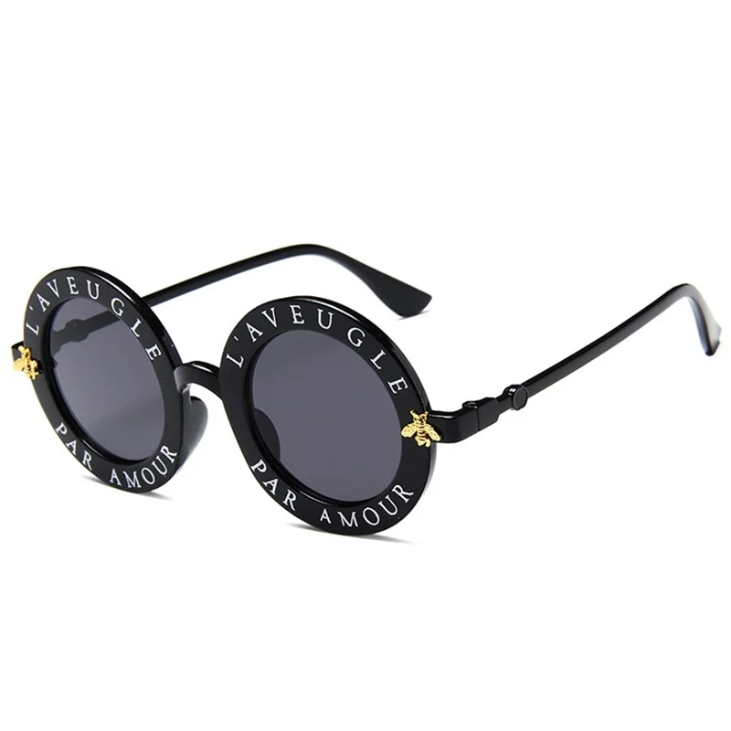 Горячая Распродажа Ретро Круглые Солнцезащитные очки женские английские буквы