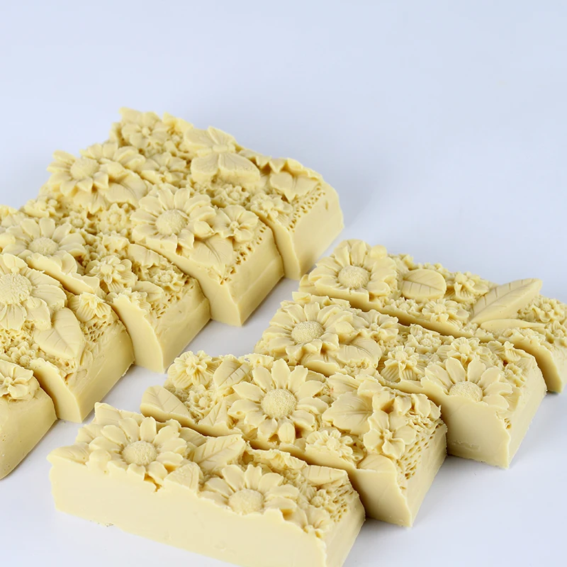 Плоская силиконовая форма для мыла с декоративными узорами на дне рукоделия