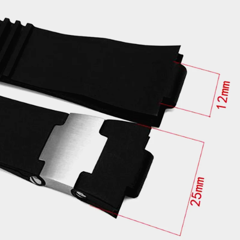 MERJUST 25mm Black Brown Blue Waterproof Silicone Rubber Replacement Wrist Watch Band Strap Belt For Ulysse Nardin Marine Diver