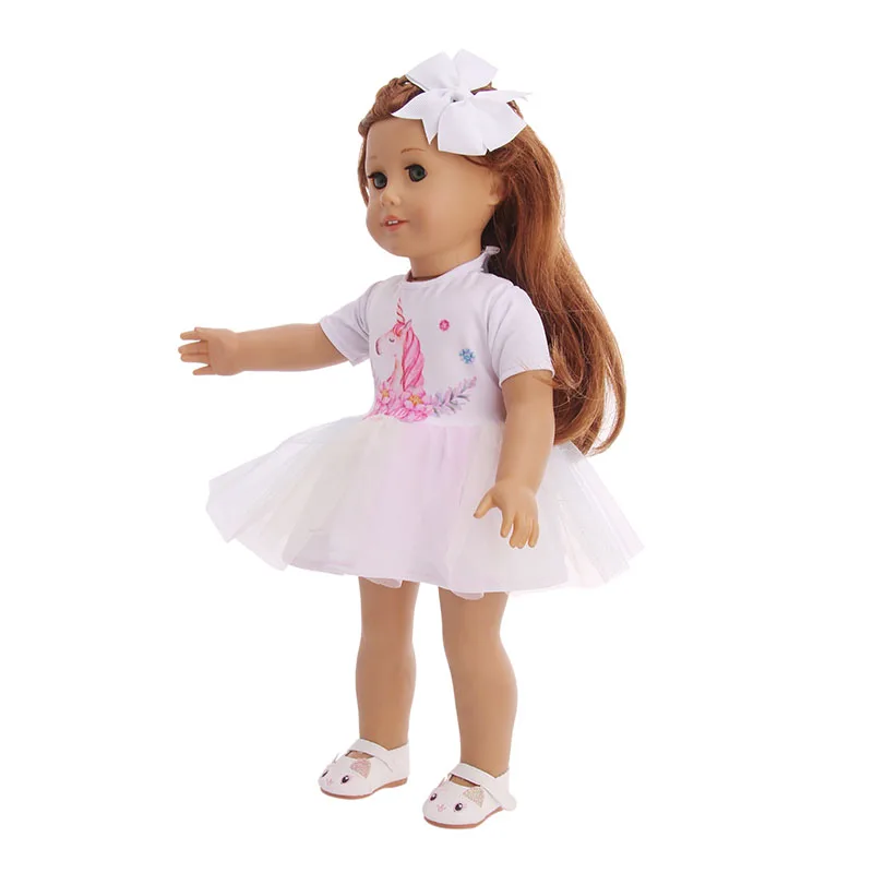 Luckdoll стильное и красивое платье единорога для 18 дюймов и 43 см Американская кукла