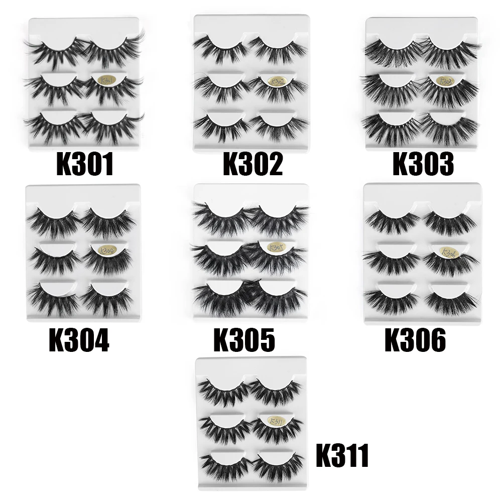 3 пары 25 мм роскошные эффектные 3D накладные ресницы из норковых волос тонкие
