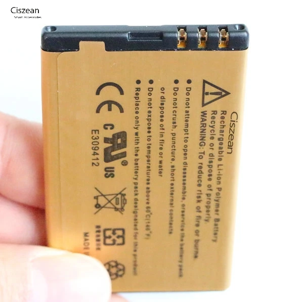 Ciszean 1X2450mAh BL 4U Золото Замена Батарея для Nokia 5330XM 5530XM 5730XM 5250 6212C 6600S 6600is E66 E75 C5 03 05